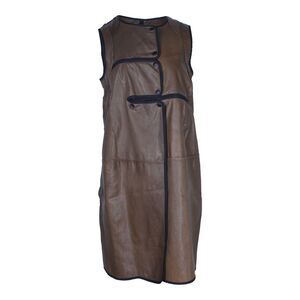 Marni Sleeveless Dress in Brown Leather